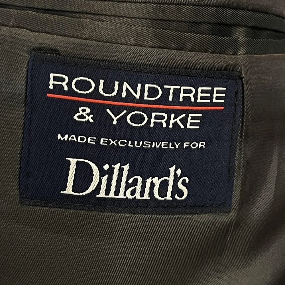 Roundtree & Yorke Blazer Mens 46L Gray 100% Wool Two Button Dillard's‎ Jacket
